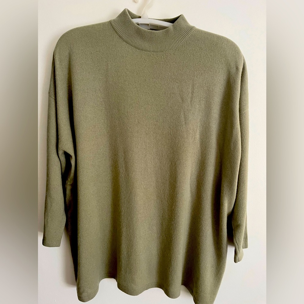 Sage green mock turtleneck cashmere sweater